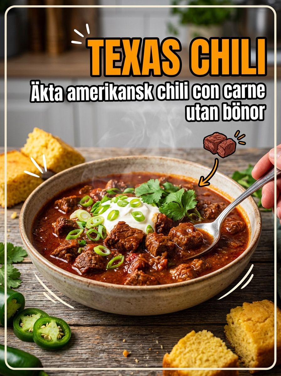 Texas Chili – äkta amerikansk chili con carne utan bönor